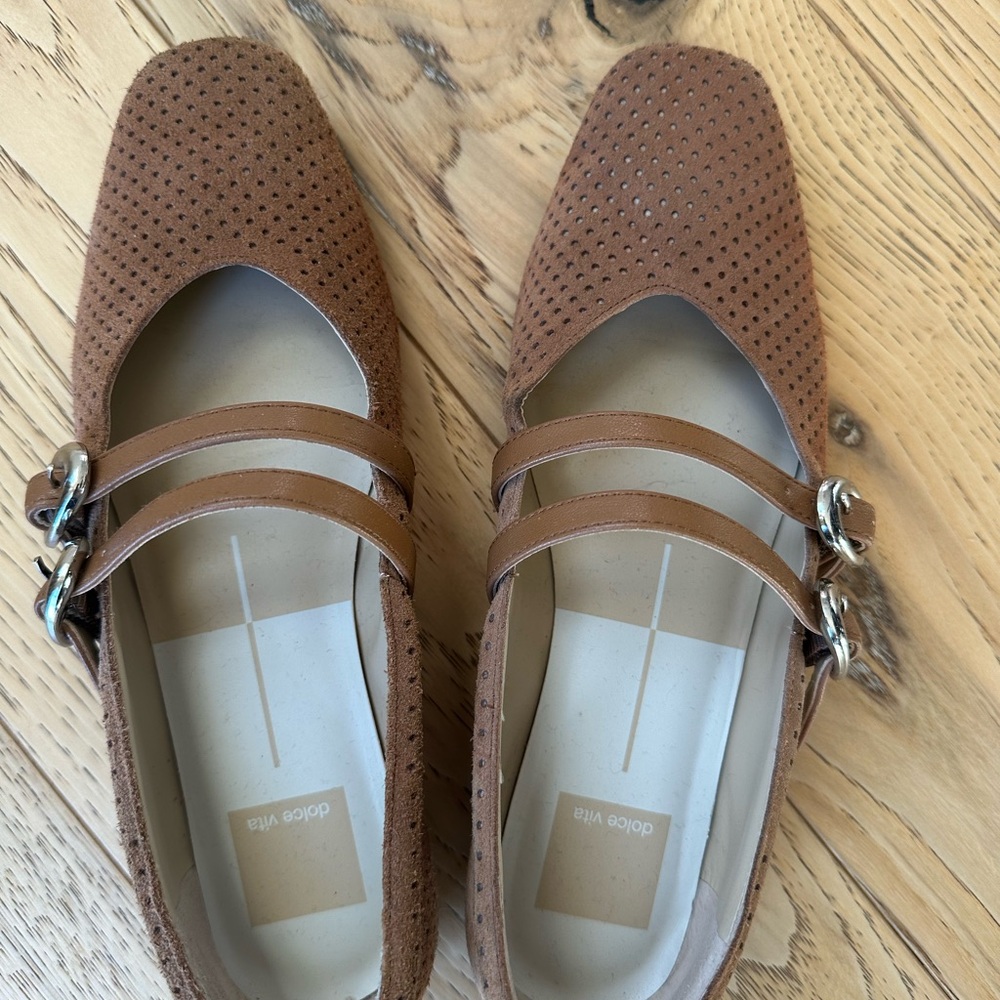 Dolce Vita Brown Suede Double Strap Flats